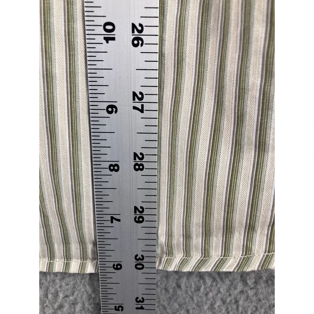 Banana‎ Republic Button Up Shirt Mens Large Green Tan Striped Classic Fit Cotton